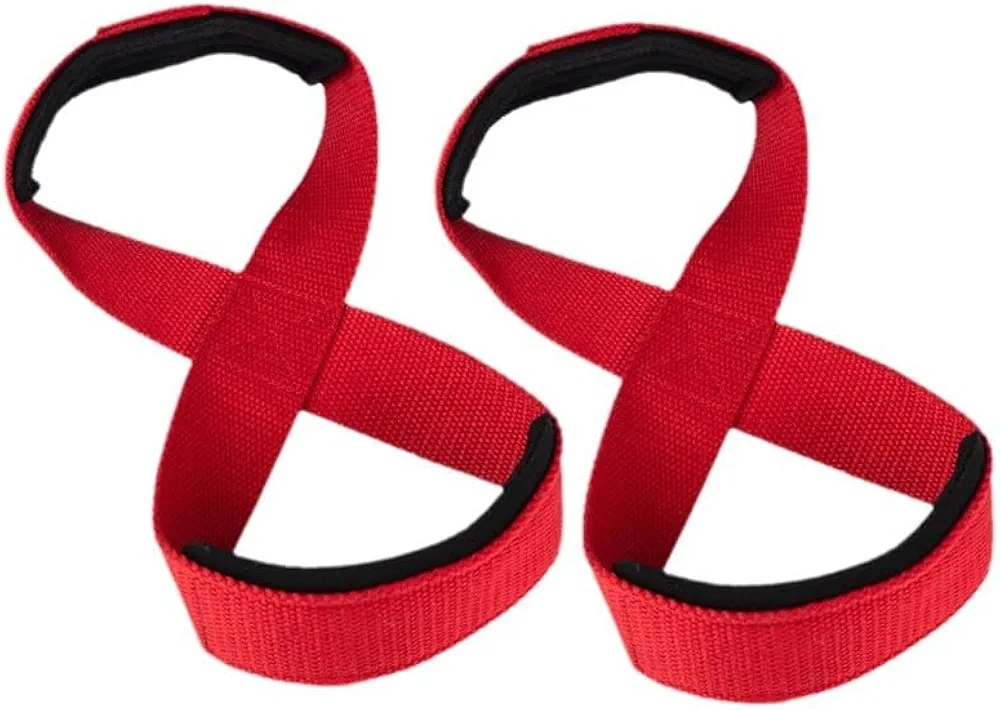 Figure 8 Straps for Deadlift-Weight Lifting Straps，Shrugs, and Weightlifting，Strongman, & Cross Training Strong Weightlifting Wrist Straps for Men, Women (Red)