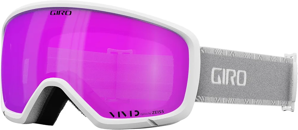 Giro Millie Ski Goggles - Snowboard Goggles for Women and Youth - White/Grey Chute Strap with Vivid Pink Lens
