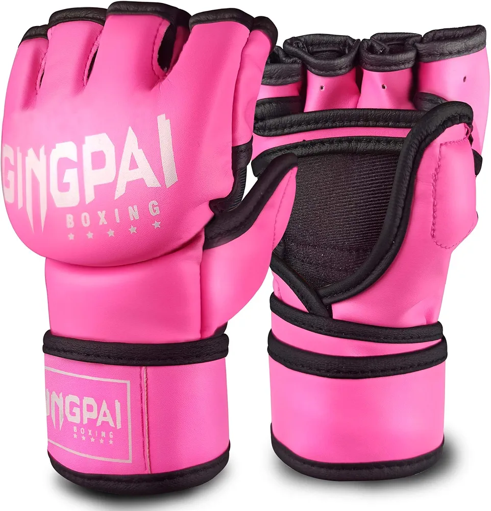 GINGPAI Half Training Boxing Mitts Gloves for Men Women, Training Gloves, Sparring Gloves for Punching Bag, Kickboxing, Muay Thai, MMA, UFC