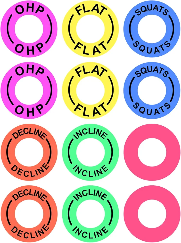 1.5 Inch Power Squat Rack Barbell Magnetic Position Markers Reminders Labels for Home Gym & Garage Gyms - Squat Rack Magnets Identifier Rings for Bench Press, Squat, Overhead Press 12 Pcs