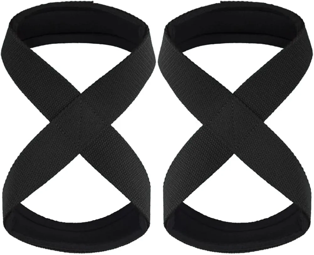 Figure 8 Straps for Deadlift-Weight Lifting Straps，Shrugs, and Weightlifting，Strongman, & Cross Training Strong Weightlifting Wrist Straps for Men, Women (Black)