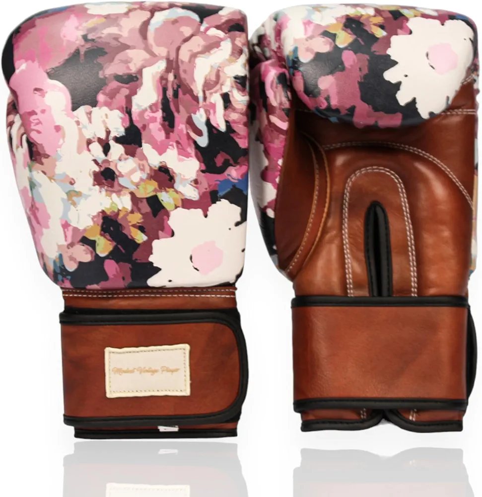 Modest Vintage Player Ltd. PRO Floral Leather Boxing Gloves (Strap Up) Limited Edition