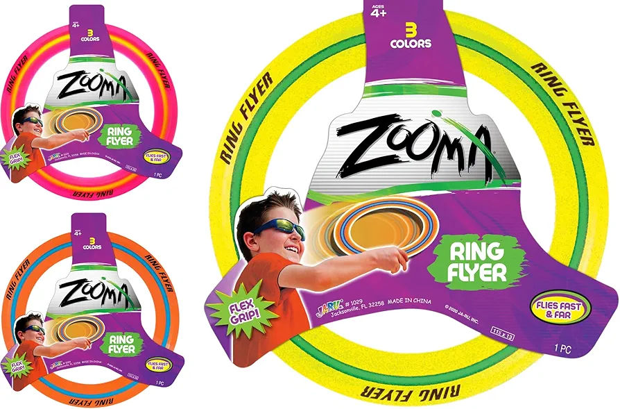 JA-RU Zooma Ring Flyer for Kids (2 Units) 11.2 Inch Flying Disc Pool Toy & Beach Games. Outdoor Kids Play Equipment. Disc Golf Yard Games. 1029-2p