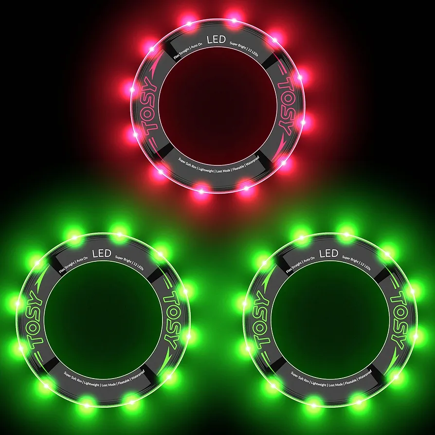 TOSY Bundle of 3-2X Green + Red - Flying Ring 12 LEDs Super Bright