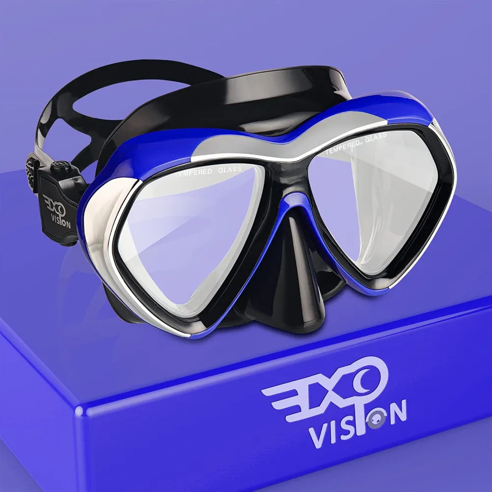 Adult Scuba Diving Mask, Anti-Fog Snorkel Goggles Tempered Glass Swim Mask Goggles with Nose Cover Professional Snorkeling Gear for Diving Snorkeling