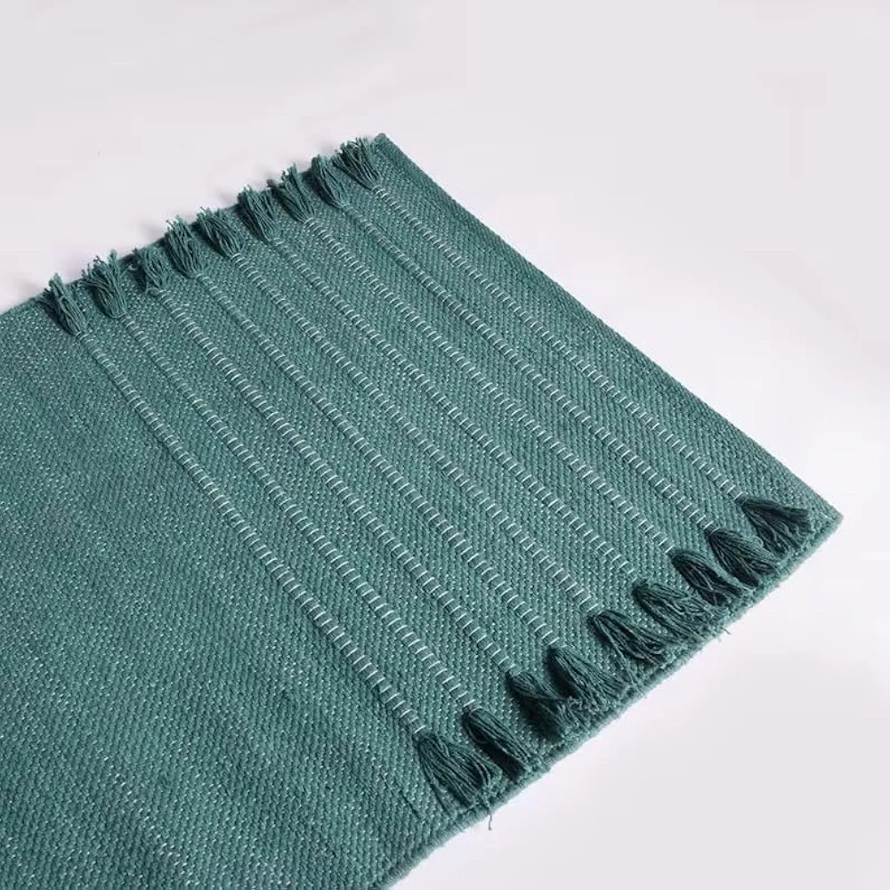 Jaipur art & Rugs Organic Cotton Yoga Mat - Eco-Friendly Hand-Woven Rug - Non Slip & Thick (24”x72”x5mm) for Everyday Fitness at Home - Comfortable Extra-Long