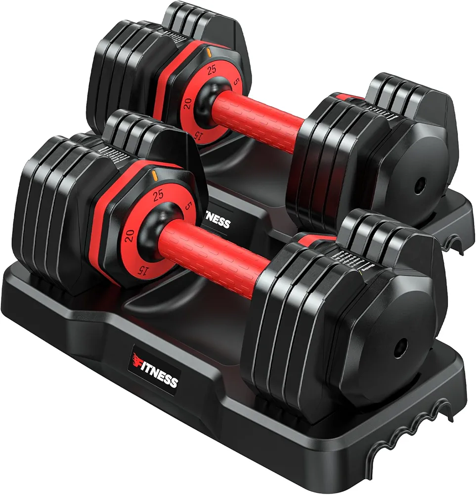 Adjustable Dumbbells Set of 2, 1-Sec Adjustable Weights Dumbbells Set, 5 in 1 Free Adjustable Dumbbell Set with Anti-Slip Texture Handle, Weight Set For Home Gym Suit both Men and Women