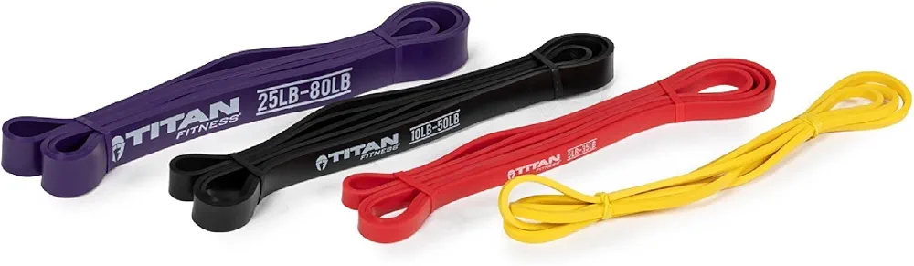 Titan Fitness 41-in Light Multi-Pack Latex Bands, Pull-Up Bands, Resistance Band Set for Workouts, Fitness and Strength Training