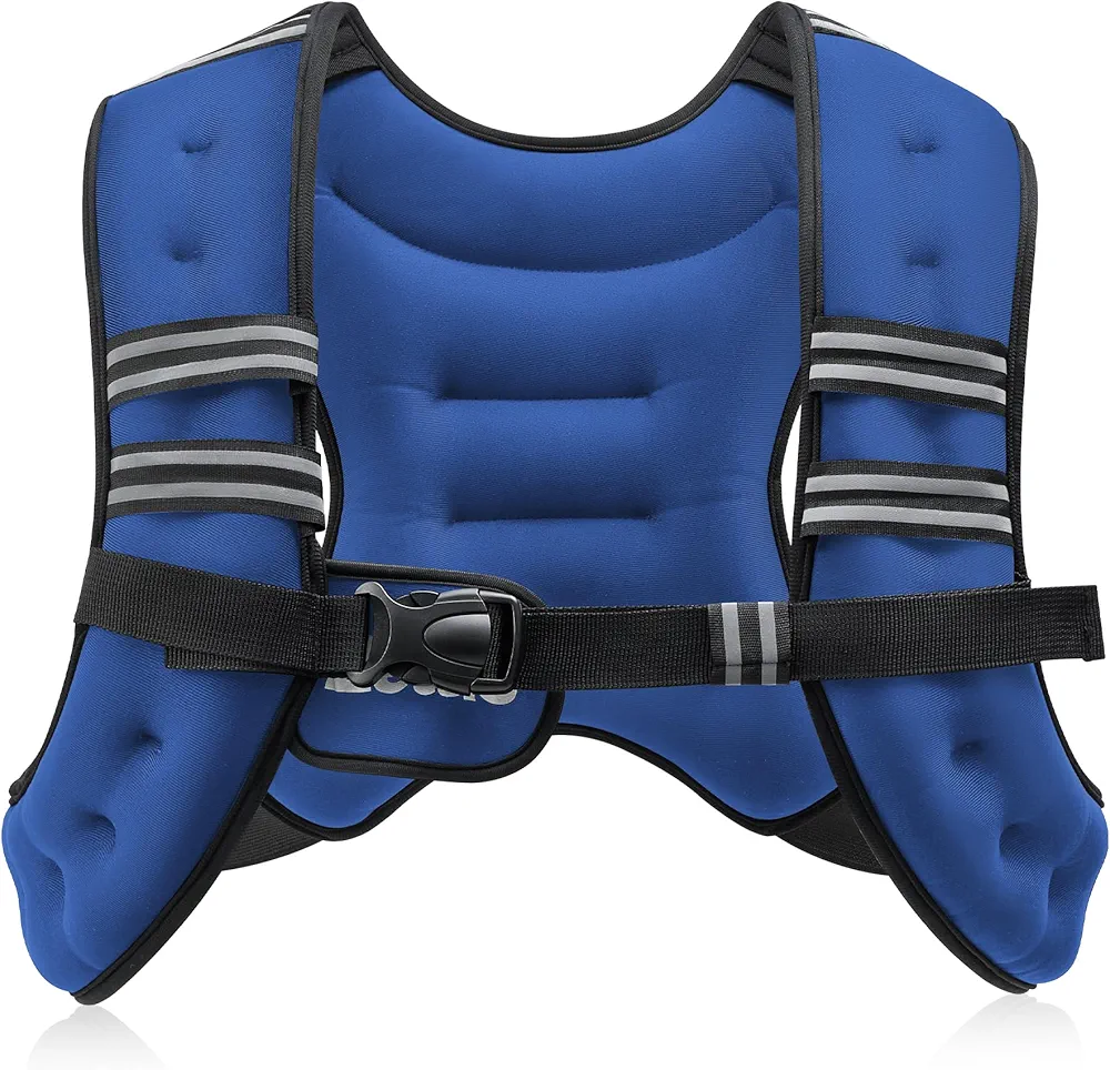 ZELUS Weighted Vest, 6lb/8lb/12lb/16lb/20lb/25lb/30lb Weight Vest with Reflective Stripe for Workout, Strength Training, Running, Fitness, Muscle Building, Weight Loss, Weightlifting