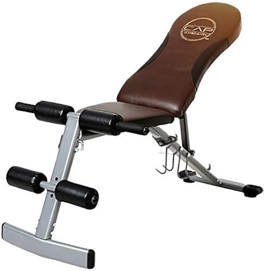 Weight Bench Adjustable, Utility Workout Bench Decline Bench Sit Up Incline Abs Benchs, Flat Bench for Bench Press, Sit-ups, Leg Lifts, Full Body Fitness,Brown