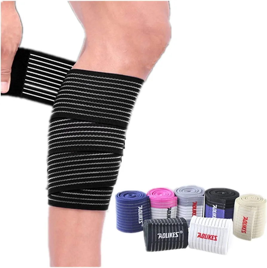 Elastic Breathable Calf Shin Wraps Straps Bandage Compression Brace Sleeve Thigh Leg Support for Men Women Running, Cross Training, Squatting, Fitness & Weightlifting, 1 Pair (Black)