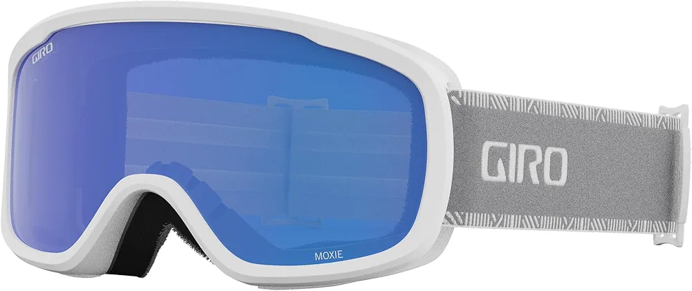 Giro Moxie Ski Goggles - Snowboard Goggles for Women and Youth - White/Grey Chute Strap with Grey Cobalt/Yellow Lenses
