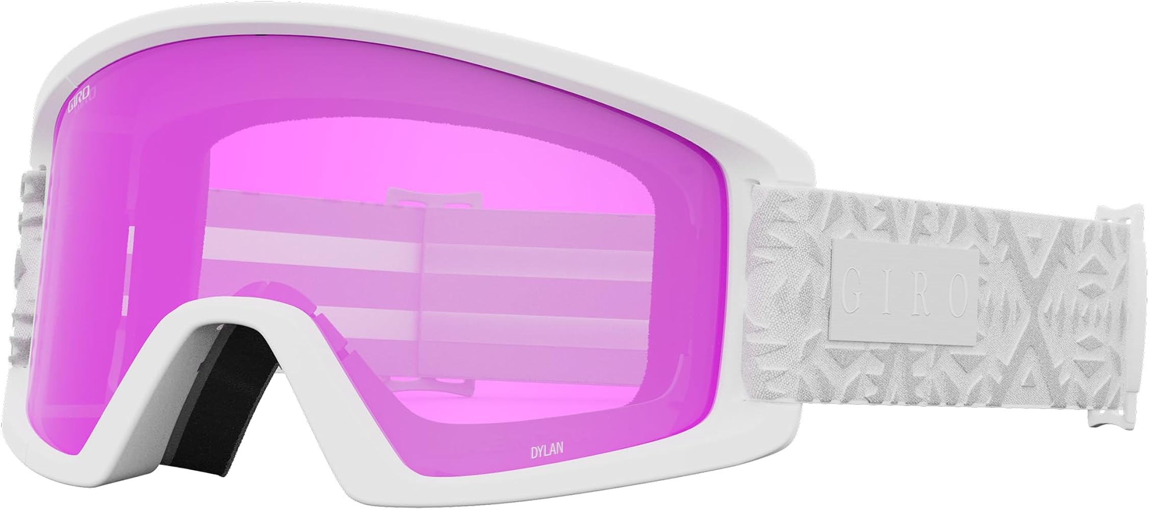 Giro Dylan Ski Goggles - Snowboard Goggles for Women & Youth - White Flake Strap with Amber Pink/Yellow Lenses