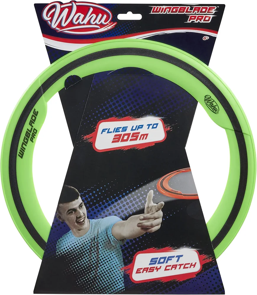 Wahu WingBlade Pro Aerodynamic Flying Disc Throw and Catch Toy, 13" Outdoor Soft Rubber Frisbee Disc, Flies up to 1,000', Green