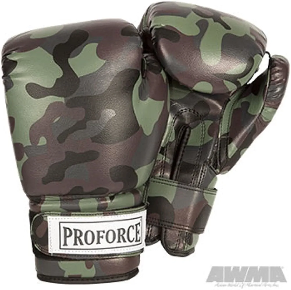 Proforce Leatherette Boxing Gloves with White Palm (Camo, 12 oz.)