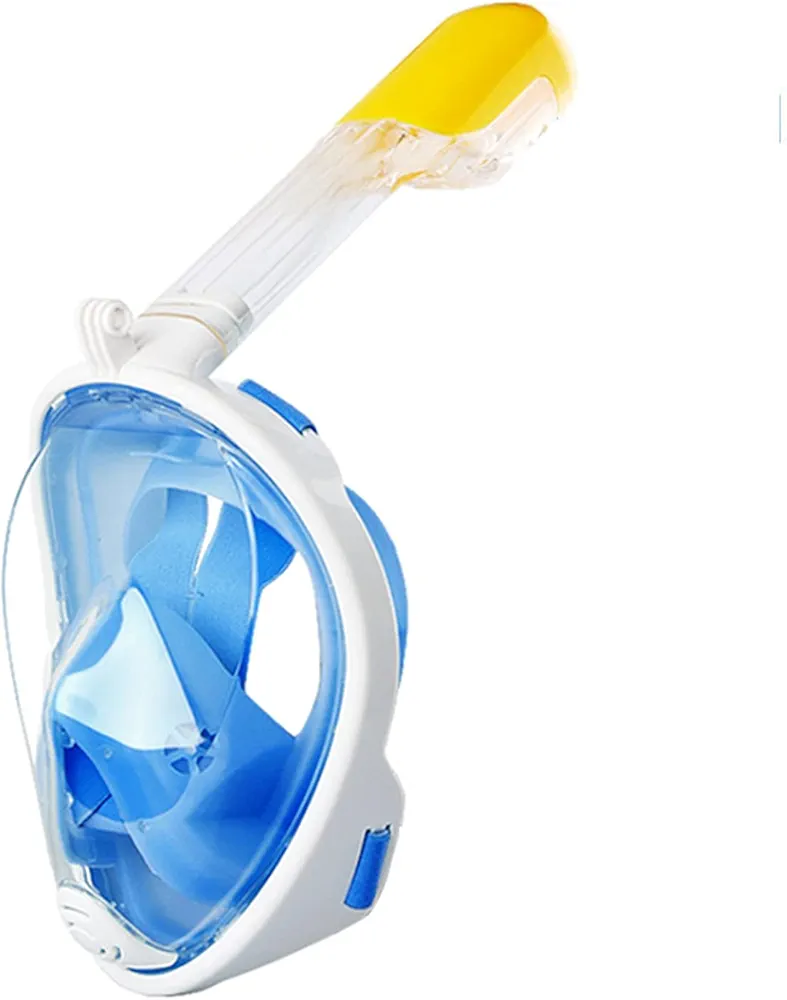 Full Face Snorkel Mask, 2-Pack Snorkeling Diving Mask with Action Camera Mount, Easy Breath Anti-Fog Anti-Leak Design for Adults (Color : Blue)