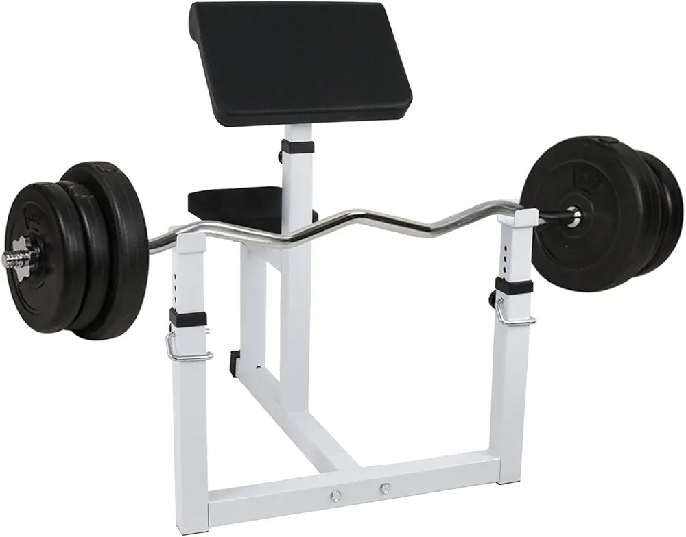 Adjustable Arm Preacher Curl Bench Bicep Strengh Bench Seated Strenghthen Training Isolated Barbell Dumbell Biceps Station for Home Gym