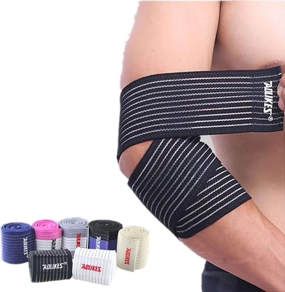 Elastic Breathable Arm Elbow Wraps Straps Bandage Compression Brace Sleeve Support for Men Women Tennis, Golf, Badminton, Training, Bowling, Fitness & Weightlifting, 1 Pair
