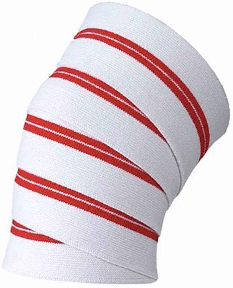 Power Lifter Weight Lifting Knee Wraps Supports Gym Training White/red