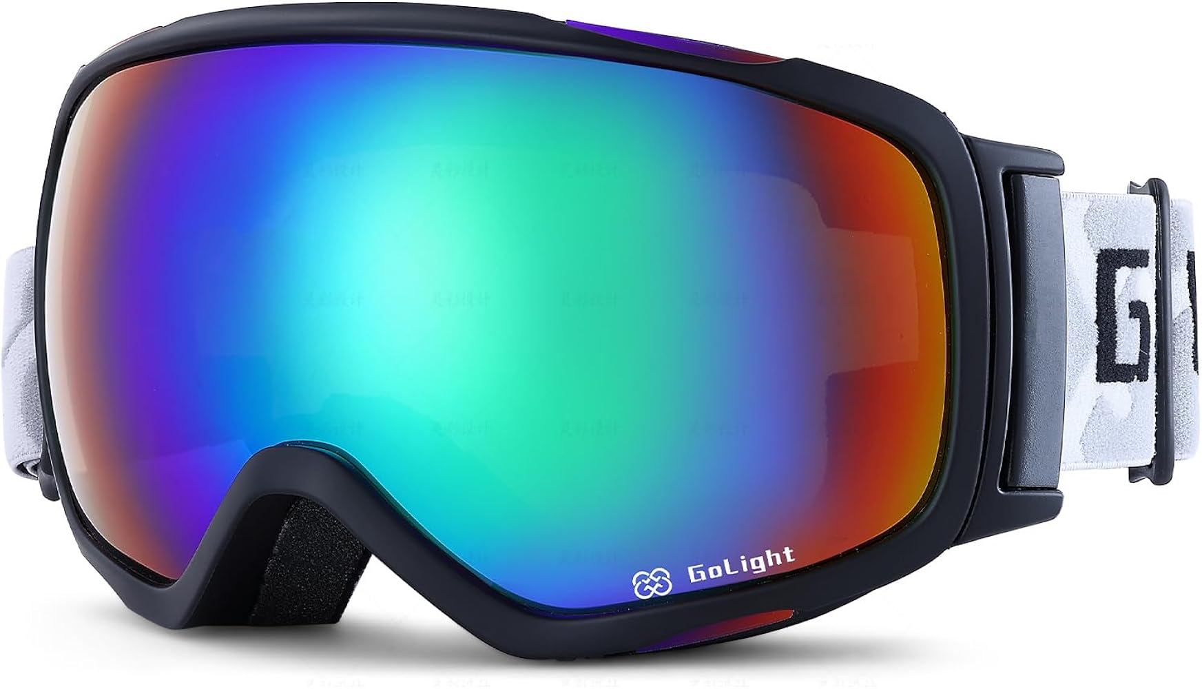 OTG Ski Goggles, Over Glasses Ski Goggles for Men Women, Spherical Lens 100% UV Protection Anti Fog OTG Winter Snow Goggles,for Snowmobile Skiing Skating, Brown Lens + Green Revo, YG-48