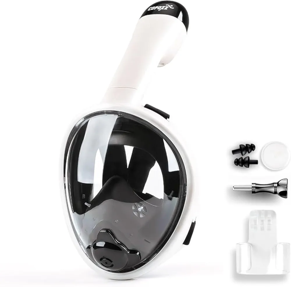 COPOZZ S4 Full Face Snorkel Mask for Adults & Kids - Crystal Clear Views, Anti-Fog Technology - Snorkeling Gear with Longer Tube Design for a Safe and Immersive Underwater Experience