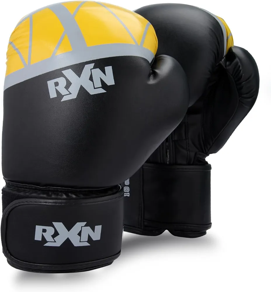 Boxing Gloves Moulded (Black, 6oz) Durable and Easy to Clean Shell with Full wrap Around Hook and Loop Closure with Water Proof Lining Boxing Gloves