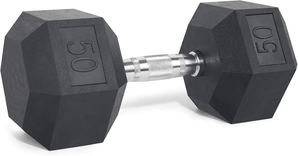 LIONSCOOL Odorless Rubber Encased Hex Dumbbells in Pairs or Single, Hand Dumbbell Weight with Metal Handle for Strength Training, Resistance Training, Build Muscle and Full Body Workout, 5-65lbs