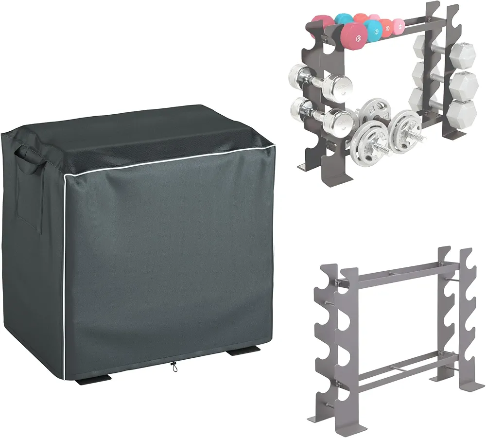 Dumbbell Rack Protective Cover, Dumbbell Rack Protective Covers, Dimensions 22 x 28 x 15 inches Dust and Water Resistant - For Compact Dumbbell Racks in Home Gyms. (cover only)-Black