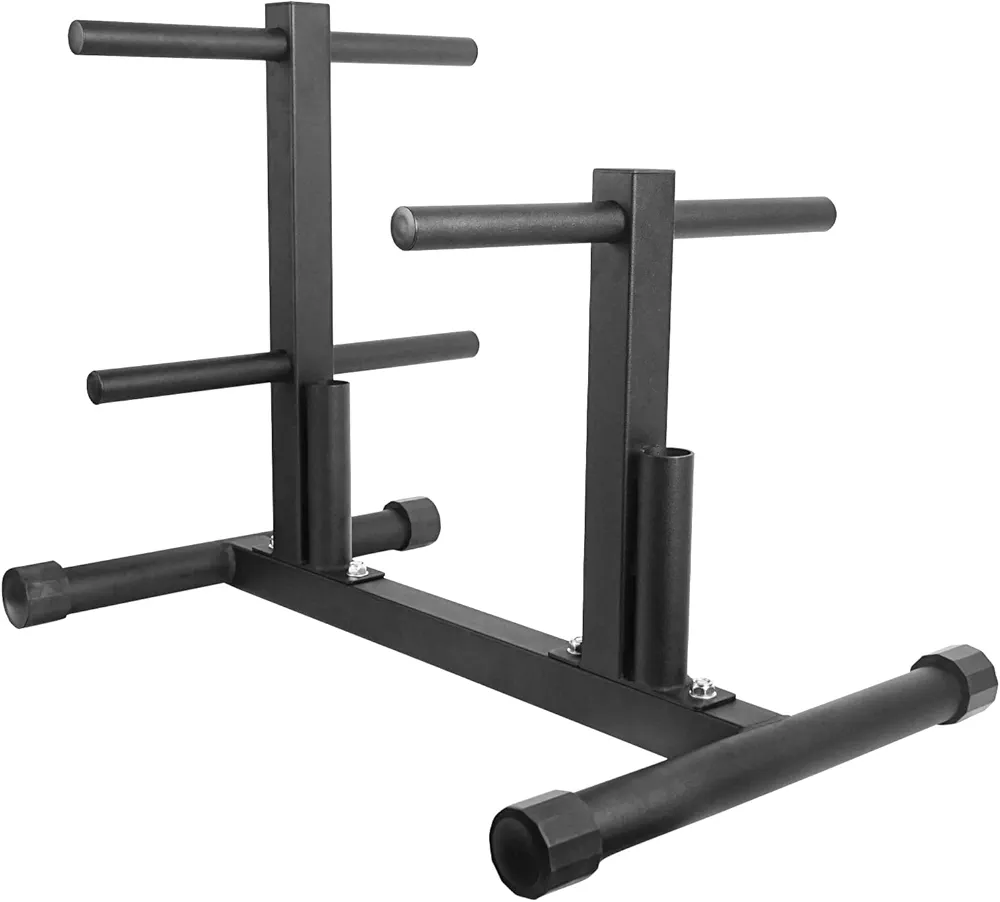 Luwint Compact 1 Inch Weight Plate Tree with 2 Standard Bar Holders for Home Gym