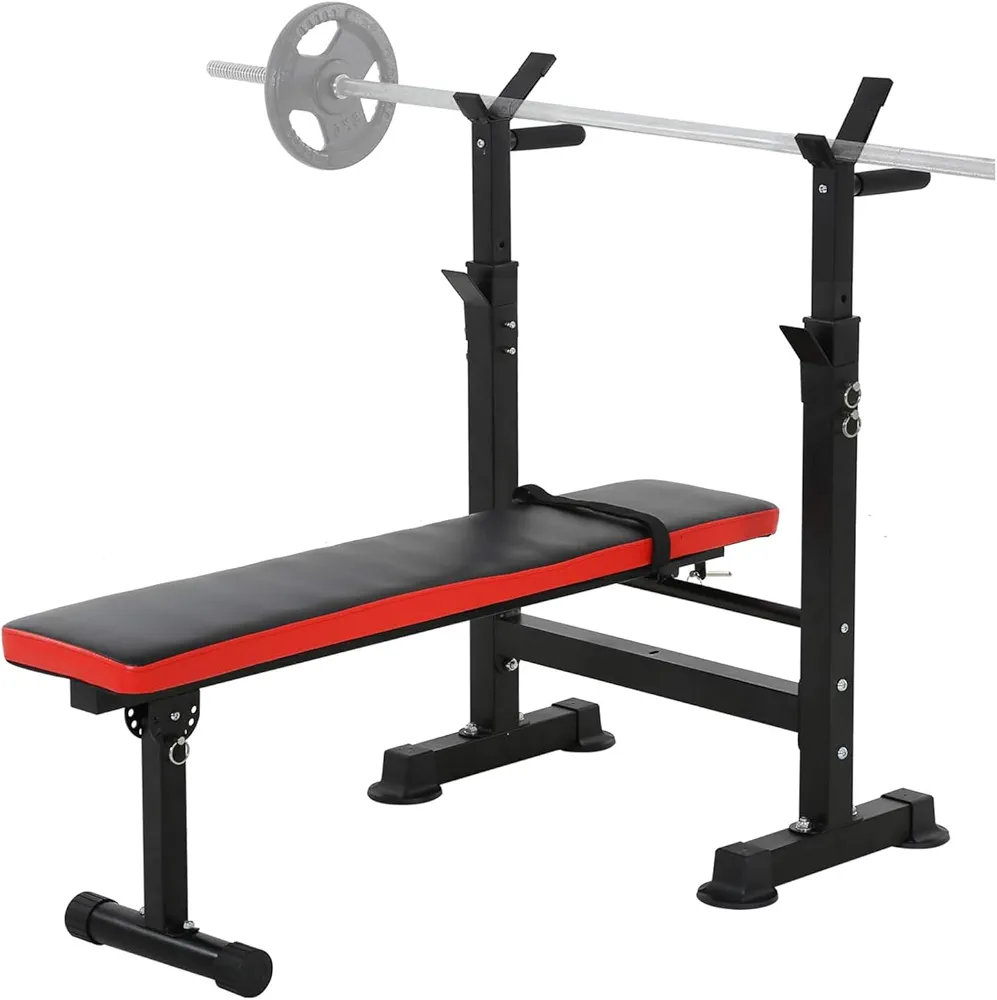 Adjustable Weight Bench Workout Bench for Full Body Exercise Olympic Weight Bench Folding Barbell Rack Stand, Save Space Multifunctional Use, More Adjustable & Anti-Slip Design Best Workout Bench