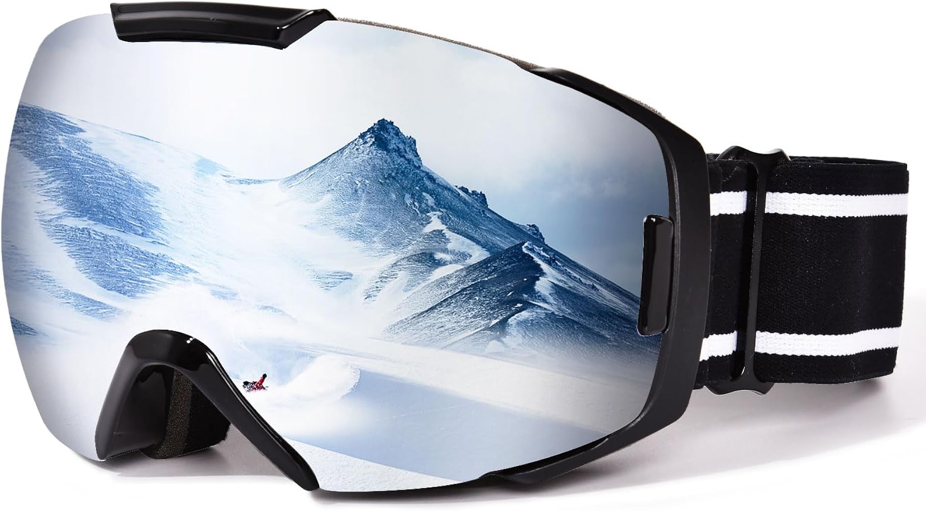 OPTOFENDY Ski Goggles for Women Men, OTG Anti Fog Snow/Snowboard Goggles with Non-slip Belt, UV Protection