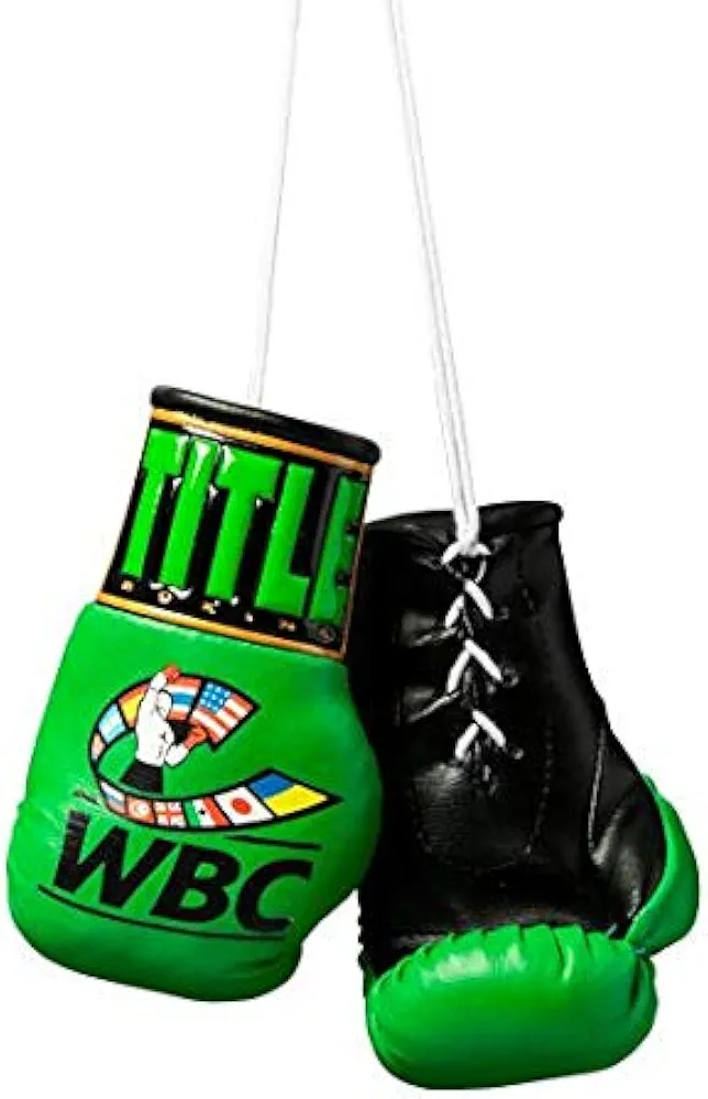 TITLE Boxing WBC 5" Mini Boxing Gloves - Pair, Green - Boxing Glove Keychain, Boxing Accessories, Boxing Keychain, Boxing Gift, Gifts for Boxing Lovers, Mini Boxing Gloves, Keychain