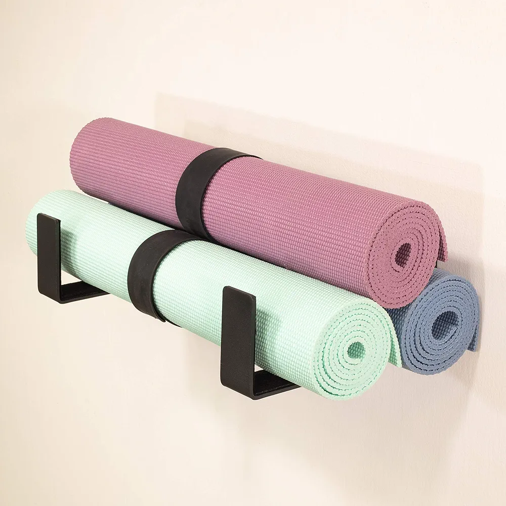 StoreYourBoard Yoga Mat Storage Rack, X-Large, Foam Roller Wall Hooks, 3 Exercise Mats, Fitness Gear Organizer