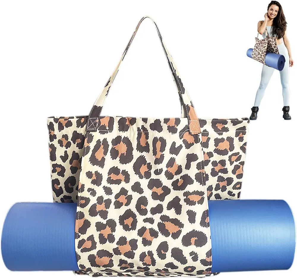Yoga Bag For Women with Yoga Mat Carrier Pocket.Funny Canvas Tote Bag for Travel Office Beach Workout
