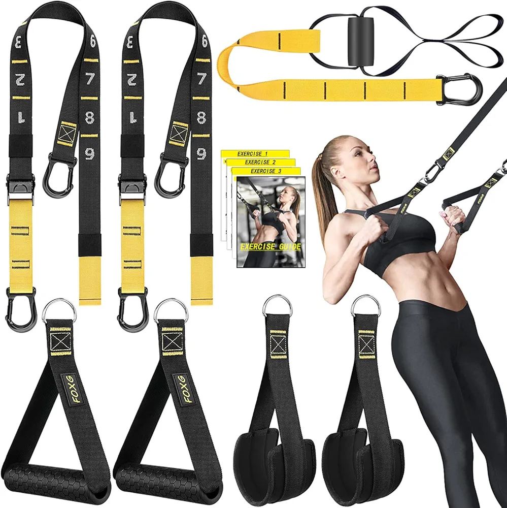 ScandiTech Rraining Kit, Workout Straps for Home, Adjustable Resistance Trainer with Handles, Door Anchor and Carrying Bag for Gym