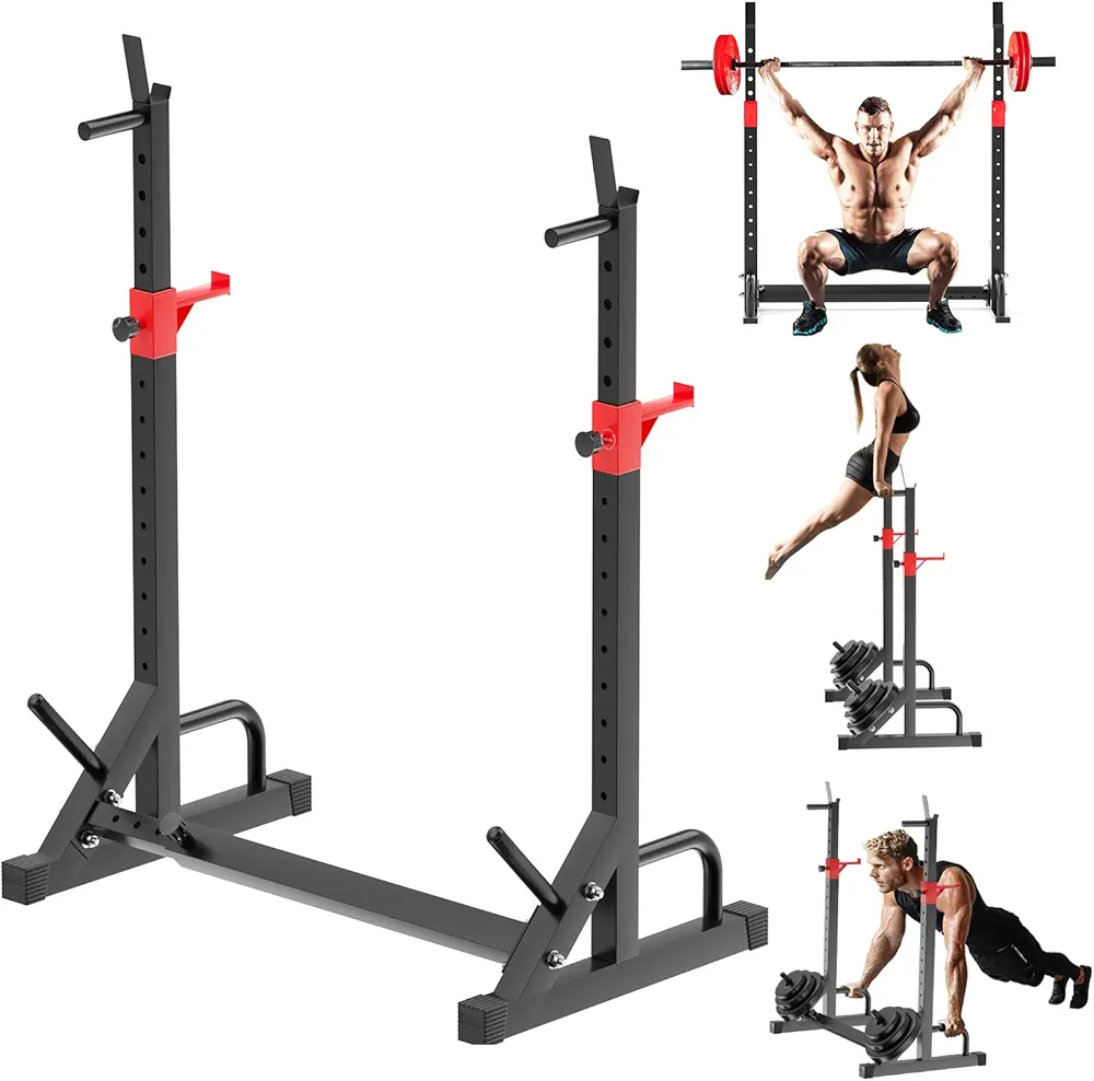 Squat Rack, Barbell Rack, Bench Press 550 LBS Max Load Adjustable Squat Rack Stand Multi-Function Weight Lifting Home Gym - Great for Beginners and Professional Use