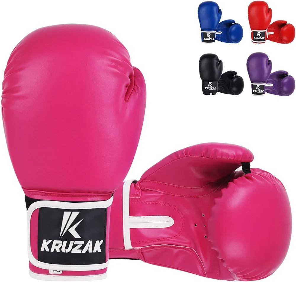 Kruzak Plain Boxing Gloves for Sparring, Kickboxing, Muay Thai, Martial Arts & MMA Fighting - Men & Women Punch Bag Mitts Training and Focus Pads Punching
