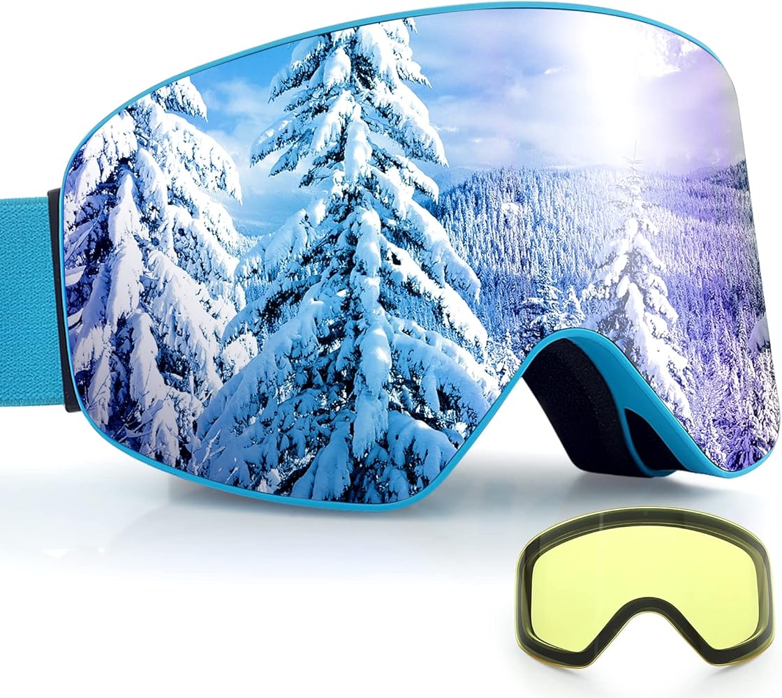 Ski Goggles Cylindrical Lens for Skiing Snowboard Anti-fog UV Protection Embossed Strap for Women Men