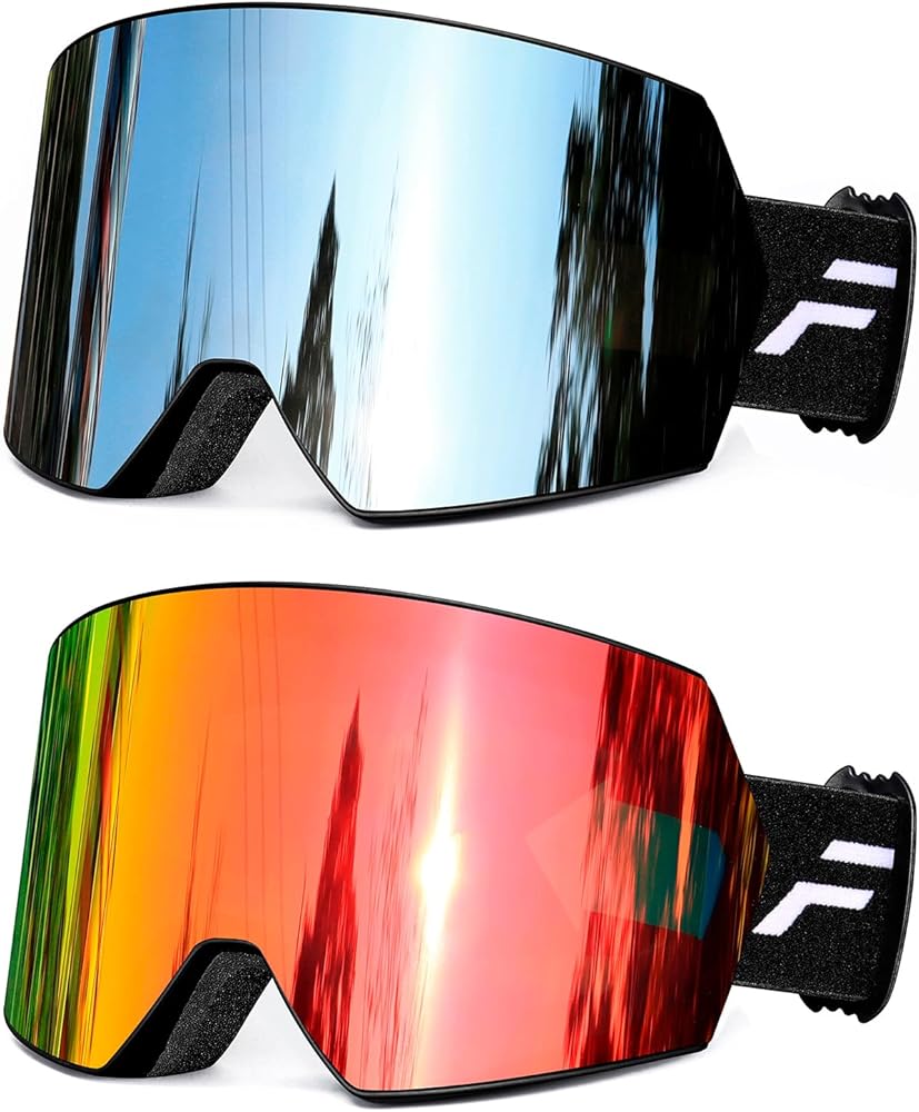 FMY Adult Ski Goggles Set, OTG Snowboard Goggles for Youth& Men & Women