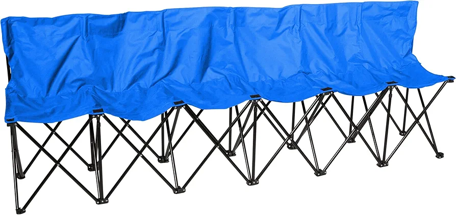 Trademark Innovations Portable 6-Seater Folding Team Sports Sideline Bench with Back (Blue)