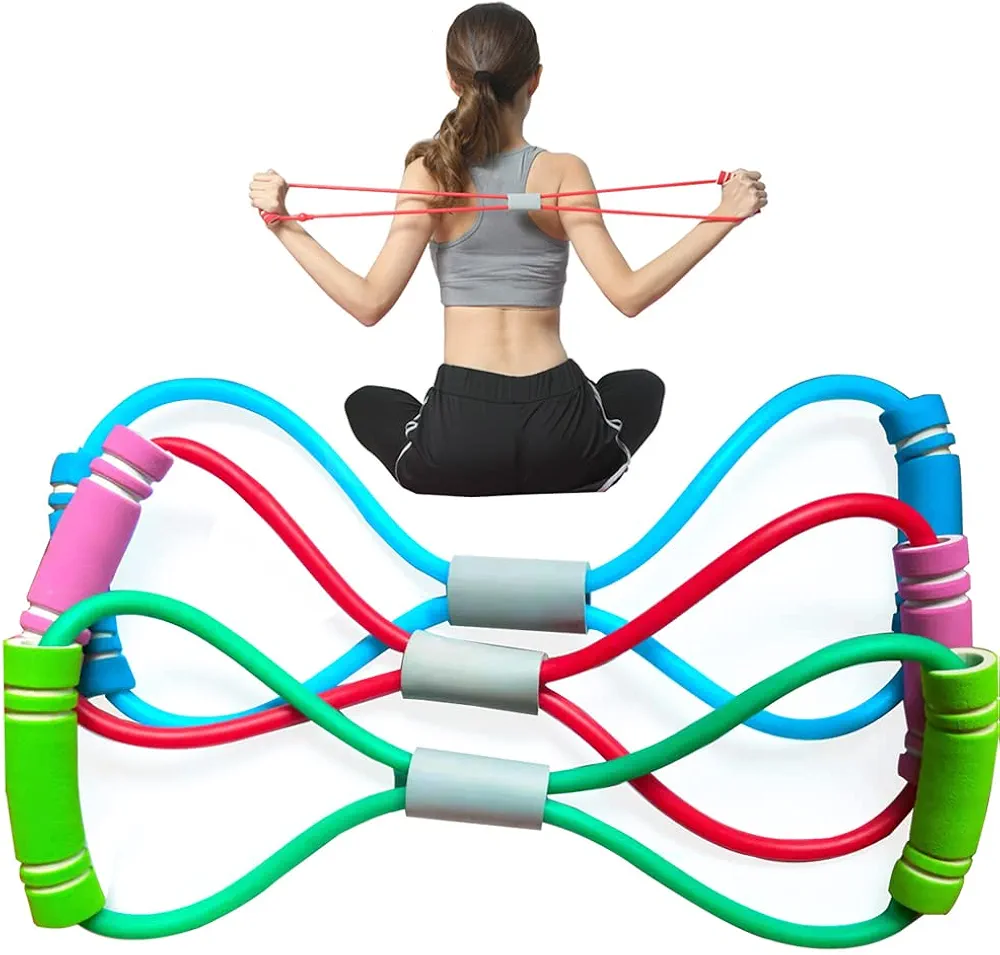 Fitness Figure 8 Yoga Pulling Rope Resistance Band & Arm Resistance Bands Workout Chest Arm and Shoulder Stretch Bands Exercise Equipment
