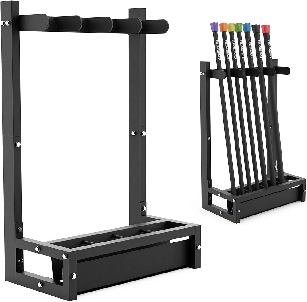 Synergee Weight Bar Rack – Weighted Workout Bar Holder & Storage – Holds Bars for Full Body Workout - Fitness Accessory