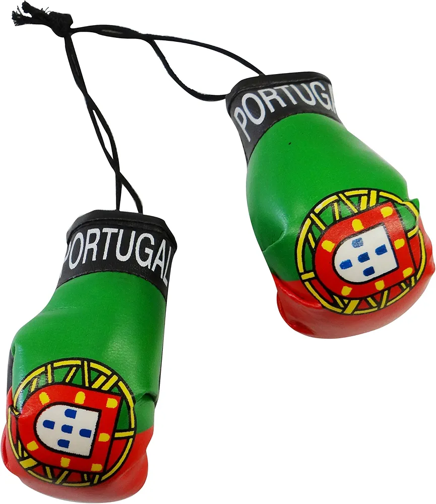 Portugal Country Flag Mini Boxing Gloves to Hang Over Your Automobile Mirror New