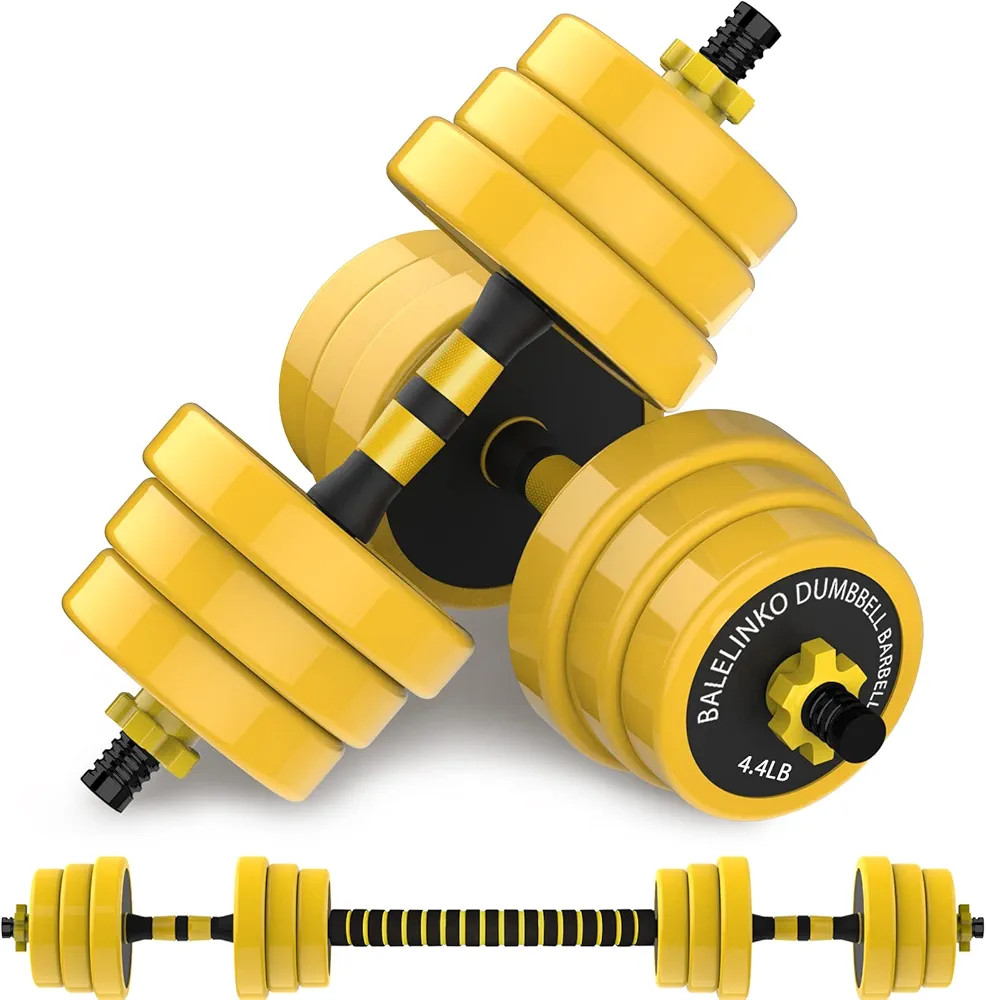 Balelinko Adjustable Barbell, Adjustable Dumbbells Weight Set, Multifunction Weights 2-in-1 Dumbbell Barbell Set, Non-Slip Neoprene Hand, All-Purpose, Home, Gym, Office
