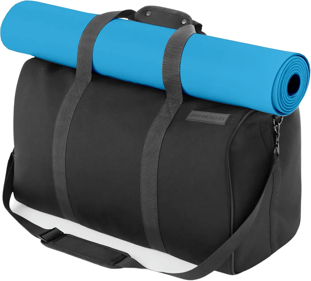Black Gym Bag with Yoga Mat Holder - Neoprene Yoga Mat Bag Carrier for Gym, Yoga, Weekender - Very Demure & Cutesy Gym Bag for Women & Men