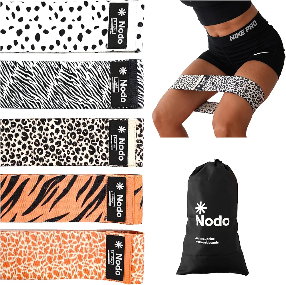 NODO Resistance Bands Set for Strength Training - Exercise Workout Booty Elastic Band Set - Physical Therapy, Stretching, Glute Band (5 Pack)