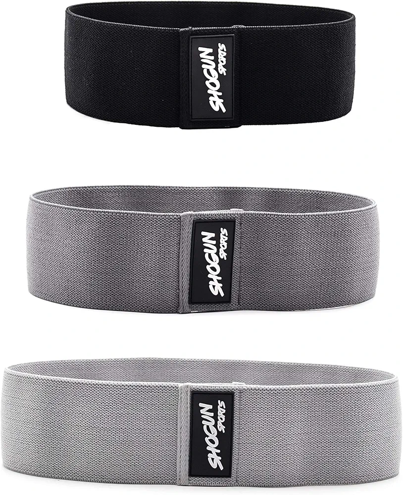 Hip Resistance Bands. Set of 3 Fabric Hip Bands for Glute Activation, Booty Exercises and Resistance Training. Fabric Resistance Bands for Legs and Butt with Carry Bag Included.