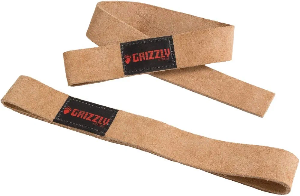 Grizzly Fitness 1.5" Premium Genuine Leather Lifting Wrist Straps for Men and Women | Sold in Pairs | One Size | Used by Pros to increase Grip Strength and Reduce Slipping | 1.5” Wide x 20.5" Long