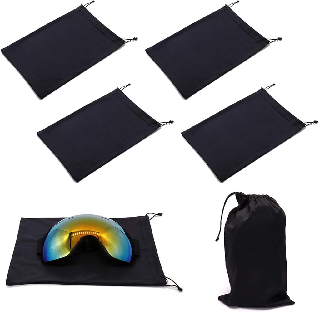 Ski Goggle Bag, Protection Bags for Snow Goggles Ski Mask, Soft Micro-Fiber Protective Storage Case Sleeve, 4PCS