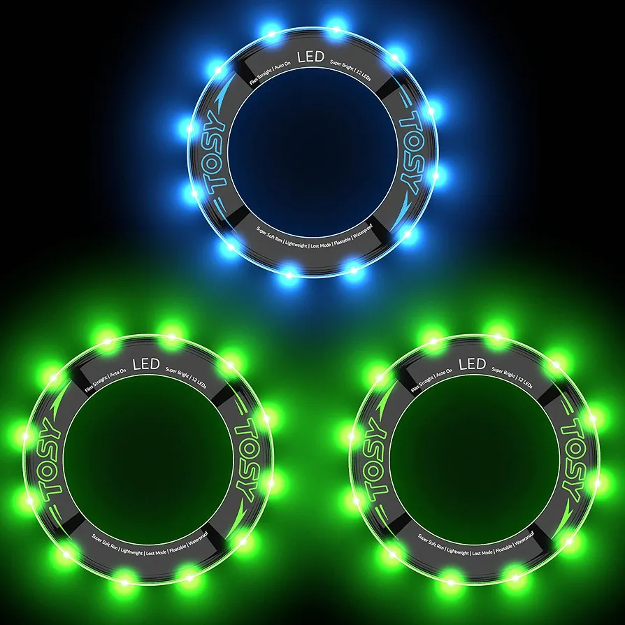 TOSY Bundle of 3-2X Green + Blue - Flying Ring 12 LEDs Super Bright
